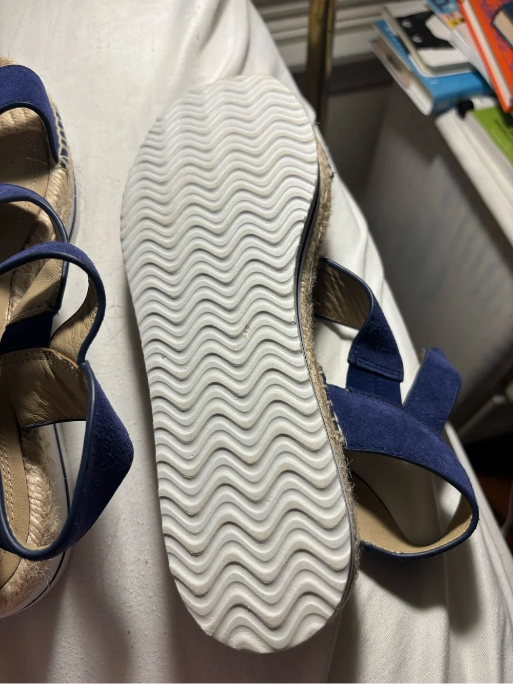 Nordstrom signature Blue Crisscross Platform Espadrille Sandals with Ankle Strap